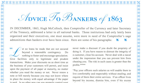 Advice to Bankers