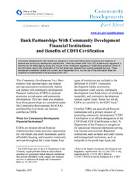 Bank Partnerships With Community Development Financial Institutions and Benefits of CDFI Certification Cover Image